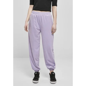 Women's balloon velvet trousers with a high waist lavender