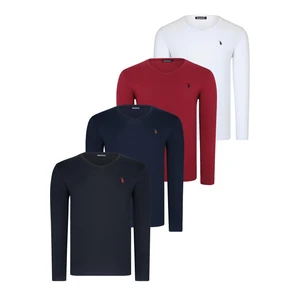 QUADRUPLE SET T8587 DEWBERRY V-NECK MEN'S SWEATSHIRT-BLACK-NAVY-WHITE-BURGUNDY