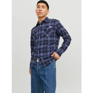 Dark Blue Men's Plaid Shirt Jack & Jones Herida - Men's