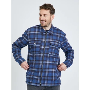 Tom Tailor Dark blue mens plaid insulated outer shirt with zipper T - Men