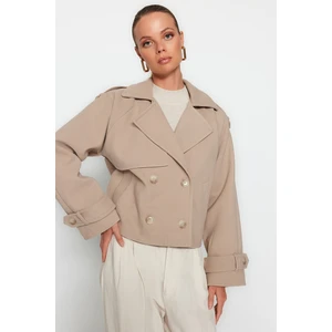 Trendyol Mink Oversize Wide Cut Stamped Coat