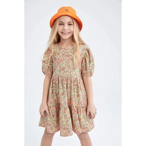 DEFACTO Girls Floral Short Sleeve Dress