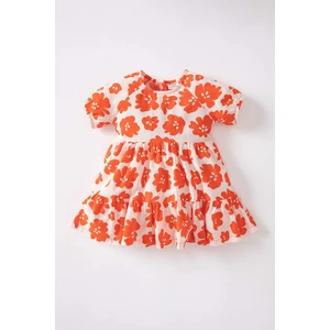 DEFACTO Baby Girl Floral Short Sleeve Linen Look Dress