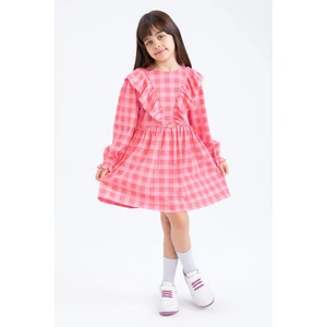 DEFACTO Girls Checked Long Sleeve Dress