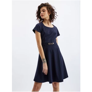 Orsay Dark blue ladies dress with belt - Women