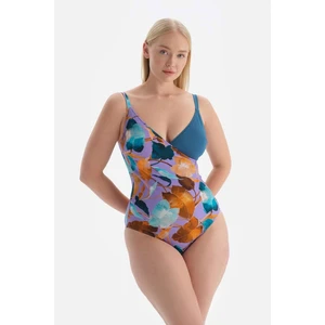 Dagi Lilac - Petrol Green Consolidating Swimsuit with a Corset