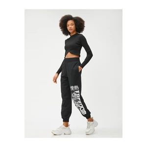 Koton Jogger Sweatpants High Waist, Pocket Detailed Printed.