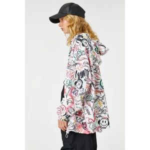 Koton Oversized Zippered Sweatshirt Graffiti Printed Fleece Interior