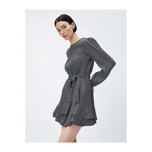 Koton Mini Polka Dot Dress Long Sleeve