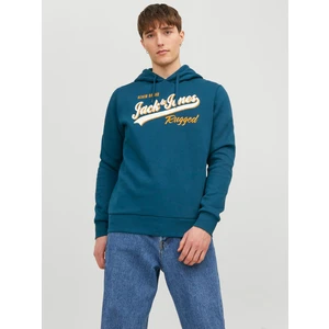 Blue Mens Hoodie Jack & Jones Logo - Men