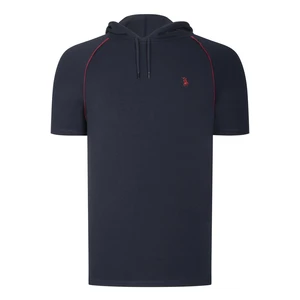 T8570 DEWBERRY HOODED MEN'S T-SHIRT-PLAIN NAVY BLUE