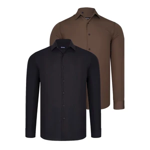 DUAL SET G726 DEWBERRY MENS SHIRTS-BLACK-BROWN