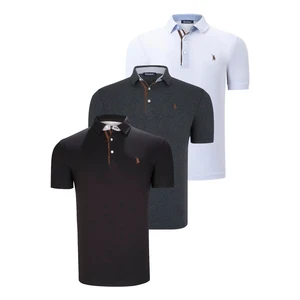 TRIPLE SET T8582 DEWBERRY MENS T-SHIRT-BLACK-WHITE-ANTHRACITE