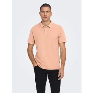 Meruňkové pánské basic polo tričko ONLY & SONS Travis - Pánské