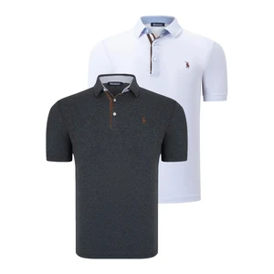 DUAL SET T8582 DEWBERRY MENS T-SHIRT-WHITE-ANTHRACITE