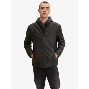 Black Men's Leatherette Jacket with Sweatshirt Insert Tom Tailor - Men