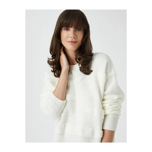 Koton Şahika Ercümen X - Soft Textured Crew Neck Oversized Sweater