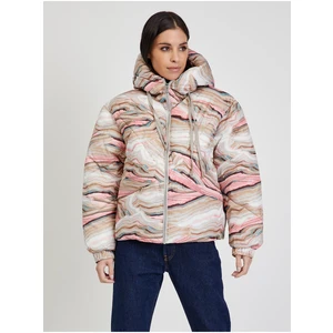 Pink-Beige Women Patterned Winter Quilted Jacket Tom Tailor - Women