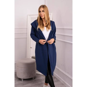 Long cardigan with hood light dark blue