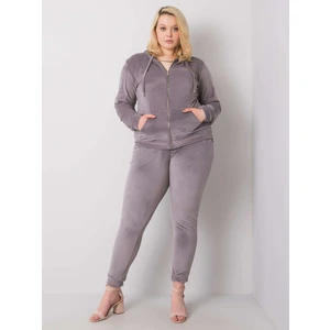 Women's velour set Plus size - dark gray