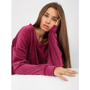 Purple velour blouse with V-neck by RUE PARIS