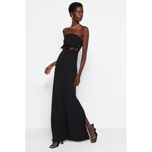 Trendyol Black Weave Evening Dress with Window/Cut Out Detail