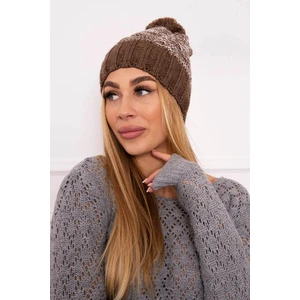 Beanie with fleece Paryż K213 brown+ecru