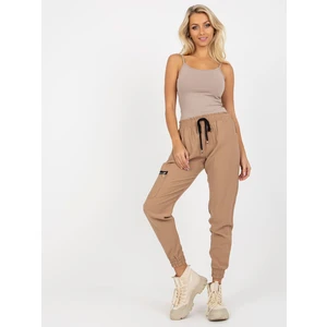 Camel cargo pants ZULUNA with pockets