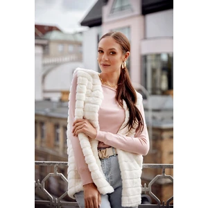 Cream fur vest for women