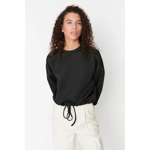 Trendyol Black Lace-up Scuba Sweatshirt