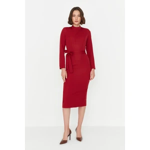 Trendyol Claret Red Tie Detailed Dress