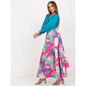 RUE PARIS pink flared maxi skirt