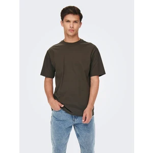 Dark brown basic T-shirt ONLY & SONS Fred - Men