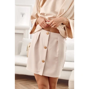 Mini Button Skirt, Light Beige