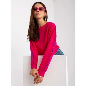 Short fuchsia sweatshirt RUE PARIS with sequins