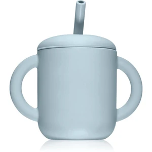 Mushie Training Cup with Straw hrnček s rúrkou Powder-blue 175 ml