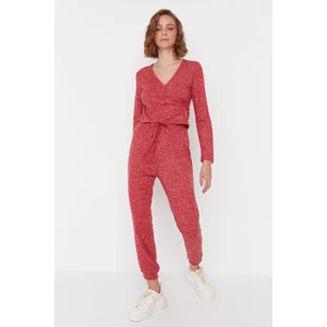 Trendyol Claret Red High Waist Soft Knitted Trousers