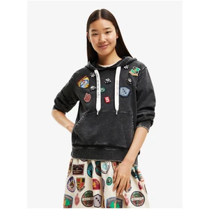 Dark gray Desigual Stamps Womens Hoodie - Women