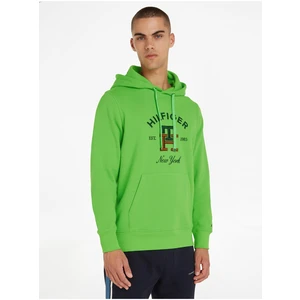 Light Green Men Sweatshirt Tommy Hilfiger Curved Monogram Hoody - Men