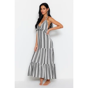 Trendyol Striped Maxi Weave Ruffled Beach Dress