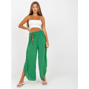 Green wide trousers in high-waisted fabric by OCH BELLA