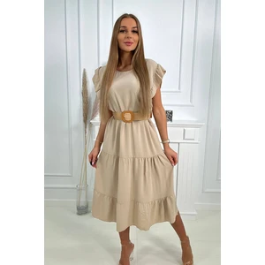 Beige dress with ruffles