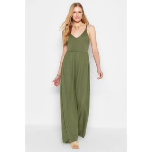 Trendyol Khaki Flowy Straps, Viscose Knitted Overalls