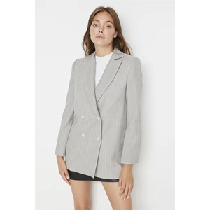 Trendyol Gray Regular Lined Double Breasted Blazer with Closure