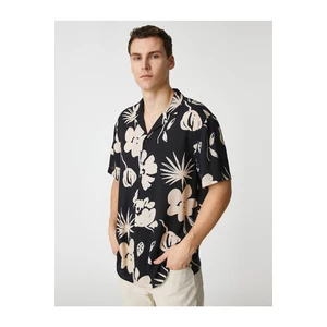 Koton Floral Print Shirt with Short Sleeves Turndown Collar