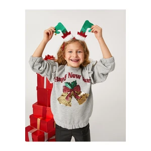 Koton New Year Themed Sweatshirt with Ruffles