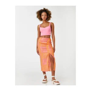 Koton Midi Skirt Draped Patterned Tie Detail