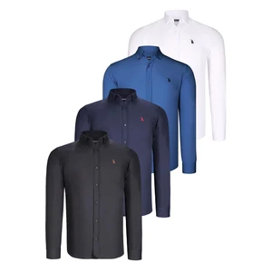 QUAD SET G725 DEWBERRY MENS SHIRT-BLACK-WHITE-NAVY BLUE-INDIGO