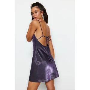 Trendyol Purple Waist Opening/Skater Woven Stylish Evening Dress