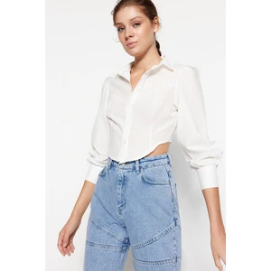 Trendyol Shoulder Detailed Shirt in Ecru